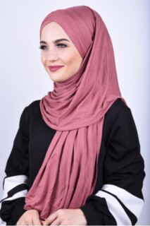 Combed Cotton 3-Striped Shawl Dried Rose