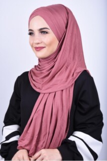 Combed Cotton 3-Striped Shawl Dried Rose - 100285206 - 