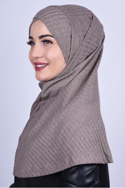 Cross Bonnet Knitwear Hijab Mink - 100285232 - 