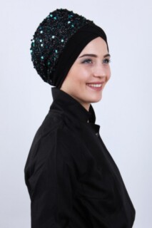 Draped Sequin Bonnet Green