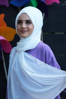 Plain Chiffon Shawl Ecru - 100285448 - 