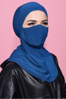 حجاب رياضي مقنع أزرق بترولي - Hijab