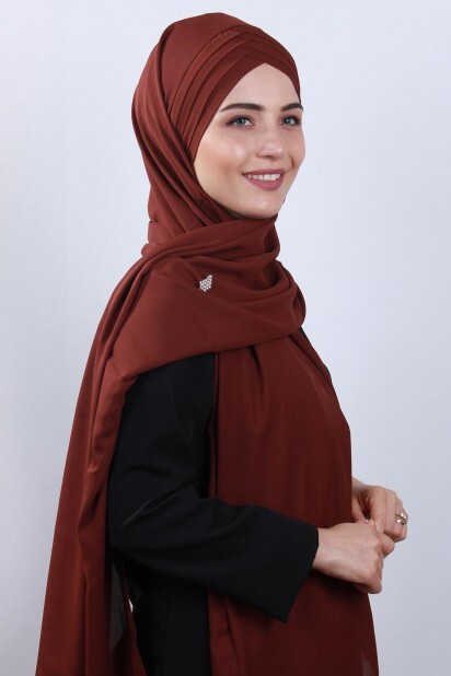 4 Draped Hijab Shawl Cinnamon - 100285090 - 