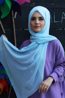 Châle Mousseline Uni Bleu Bébé - Hijab