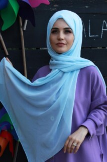 Plain Chiffon Shawl Baby Blue - 100285444 - 