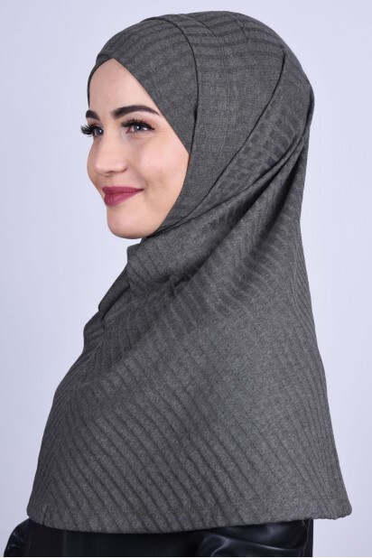 Tricot Bonnet Croisé Hijab Vert Kaki - 
