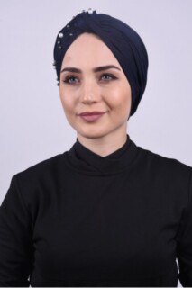 Pearls Wrap Bonnet Navy Blue - 100284972 - 