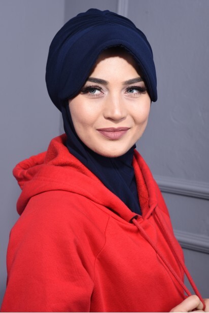 Sports Hat Scarf Navy Blue - 100285640 - 
