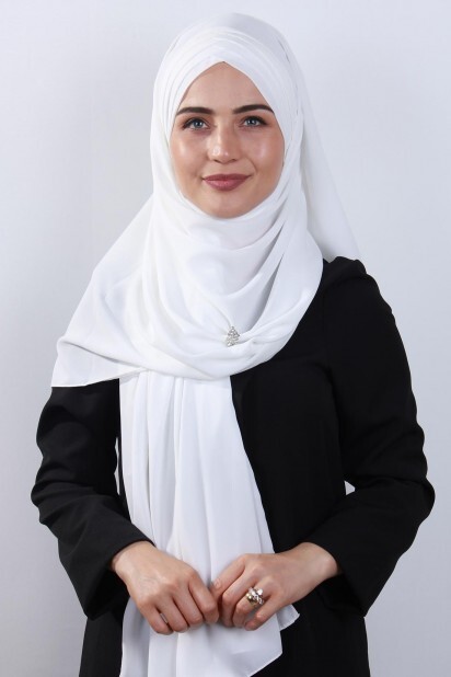 4 Draped Hijab Shawl White - 100285076 - Hijab