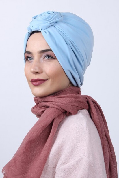 Reversible Rose Knot Bonnet Baby Blue