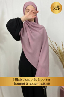 Hijab Jazz prêt à porter bonnet à nouer intégré - En box 5 pièces