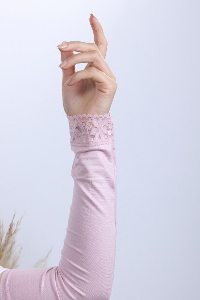 Sleeves Hand - Manches Dentelle Rose Poudré - Hijab