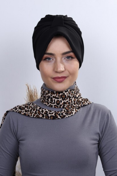 Scarf Hat Bonnet Black - 100284995 - 