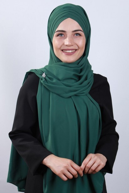 4 Draped Hijab Shawl Emerald Green - 100285093 - Hijab