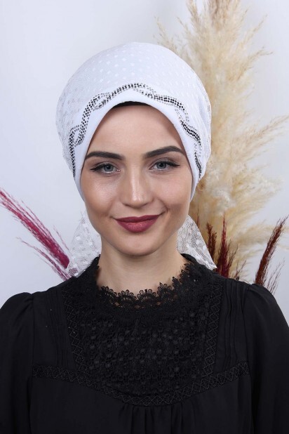 Tulle Polka Dot Leaf Bonnet White - 100285040 - 