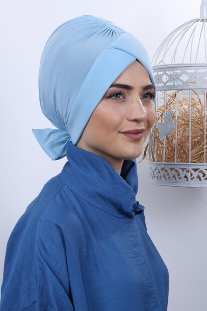 Double-Sided Bonnet Baby Blue with Bow - 100285277 - 