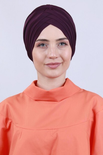 Bonnet Double Face 3 Rayures Prune - Hijab