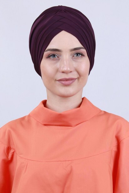 Bonnet Double Face 3 Rayures Prune - 