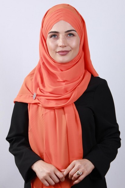 4 Draped Hijab Shawl Orange - 100285092 - Hijab
