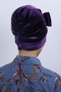 Velvet Bow Bonnet Purple