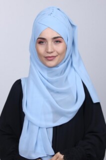 بونيه شال ازرق فاتح - Hijab