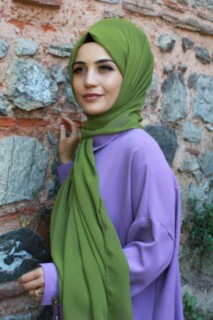 Plain Chiffon Shawl Oil Green - 100285469 - 