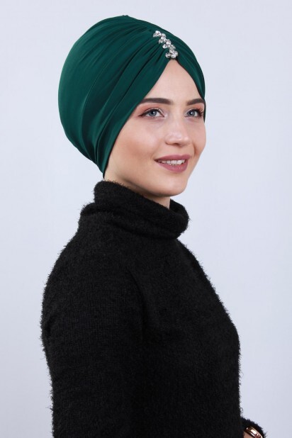 حجر بونيه مطوي الزمرد الأخضر - 