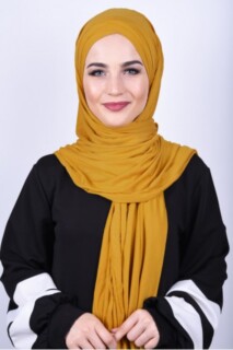 Hijabs Cross Style - Combed Cotton 3-Striped Shawl Mustard Yellow - 100285208 - Hijab
