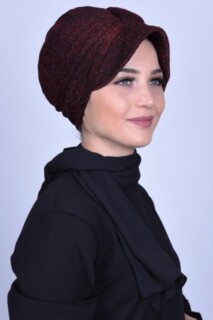 قبعة فضية بونيه أحمر كلاريت - 