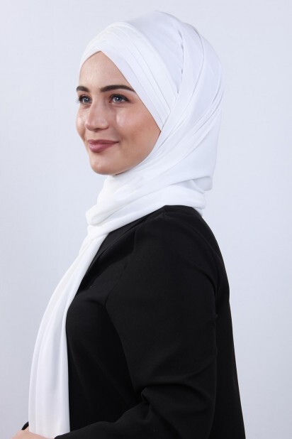 4 Châle Hijab Drapé Blanc - 