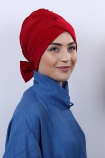 بونيه أحمر بوجهين بفيونكة - 