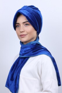 Velvet Shawl Hat Bonnet Sax - 100283134 - 
