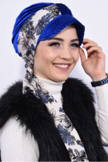 Velvet Scarf Hat Bonnet Sax - 100283111 - 