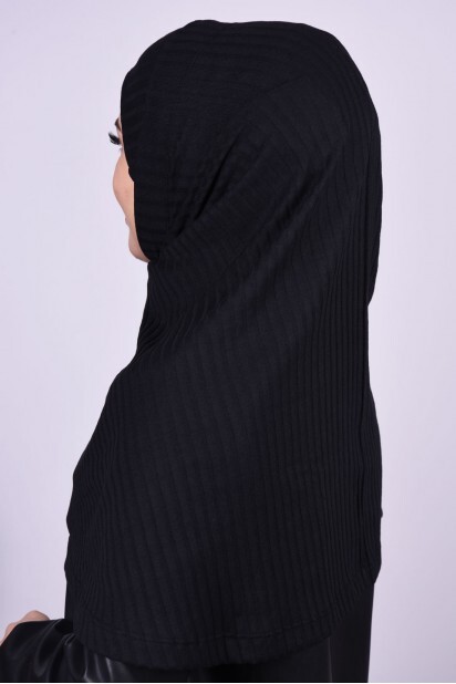 Cross Bonnet Knitwear Hijab Black - 100285231 - 