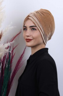 بونيه كاراميل 3 خطوط مخملية - 