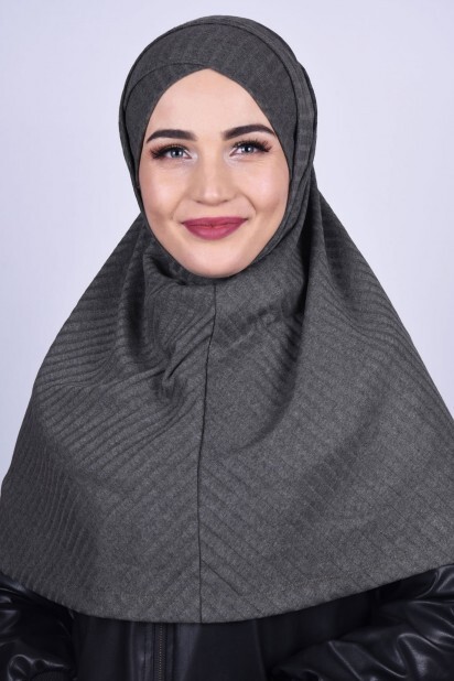 Tricot Bonnet Croisé Hijab Vert Kaki - 