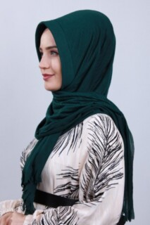 Pleated Hijab Shawl Emerald Green - 100282919 - 
