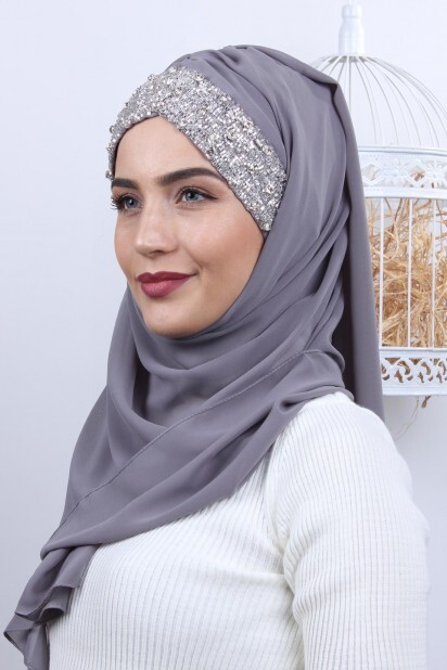 Stone Design Bonnet Shawl Gray