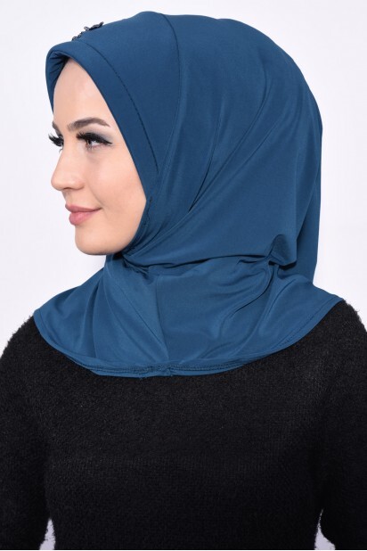 Practical Sequin Hijab Petrol Blue - 100285512 - 