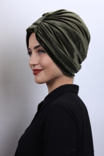 بونيه كاكي 3 خطوط مخملية - 