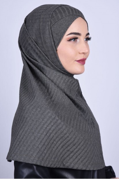 Tricot Bonnet Croisé Hijab Vert Kaki - 