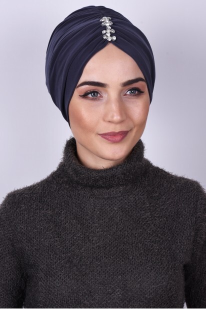 Evening Model - بونيه مطوي حجري مدخن - Hijab