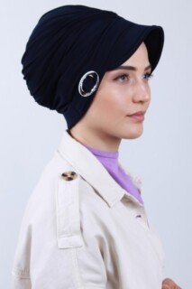 قبعة بإبزيم أزرق كحلي - Hijab