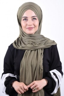 Combed Cotton 3-Striped Shawl Khaki Green - 100285207 - 