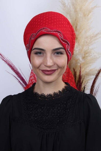 Tulle Polka Dot Leaf Bonnet Red - 100285039 - 
