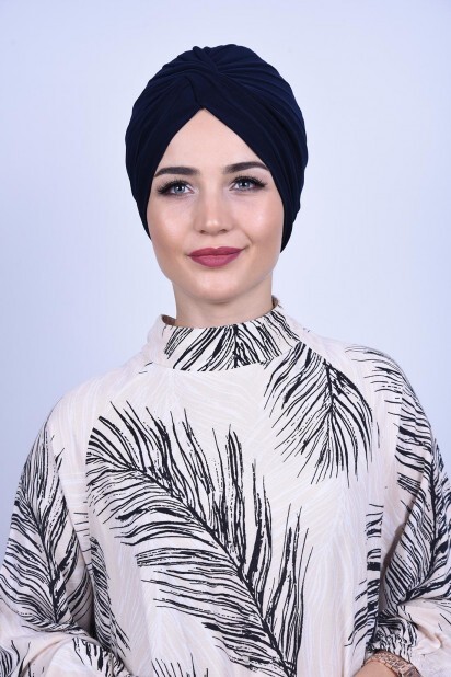 Knot style - بونيه فيرا الخارجي أزرق كحلي - Hijab