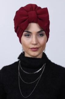 Double-Way Bonnet Claret Red with Filled Bow