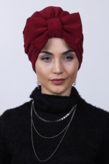 بونيه مزدوج الاتجاه أحمر كلاريت مع فيونكة مملوءة - 