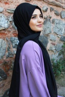 Plain Chiffon Shawl Black - 100285464 - 