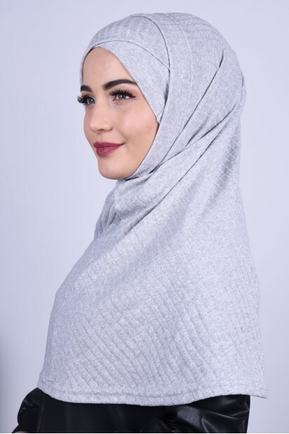 بونيه تريكو حجاب رمادي - 